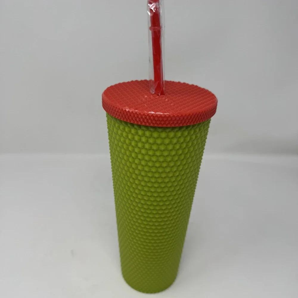 The Grinch Christmas Tumbler Cup Green Red Plastic Lid Straw‎ Drinkware Holiday
